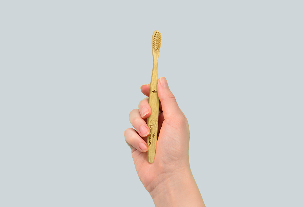Wooden Tooth Brush with Brown Bristles